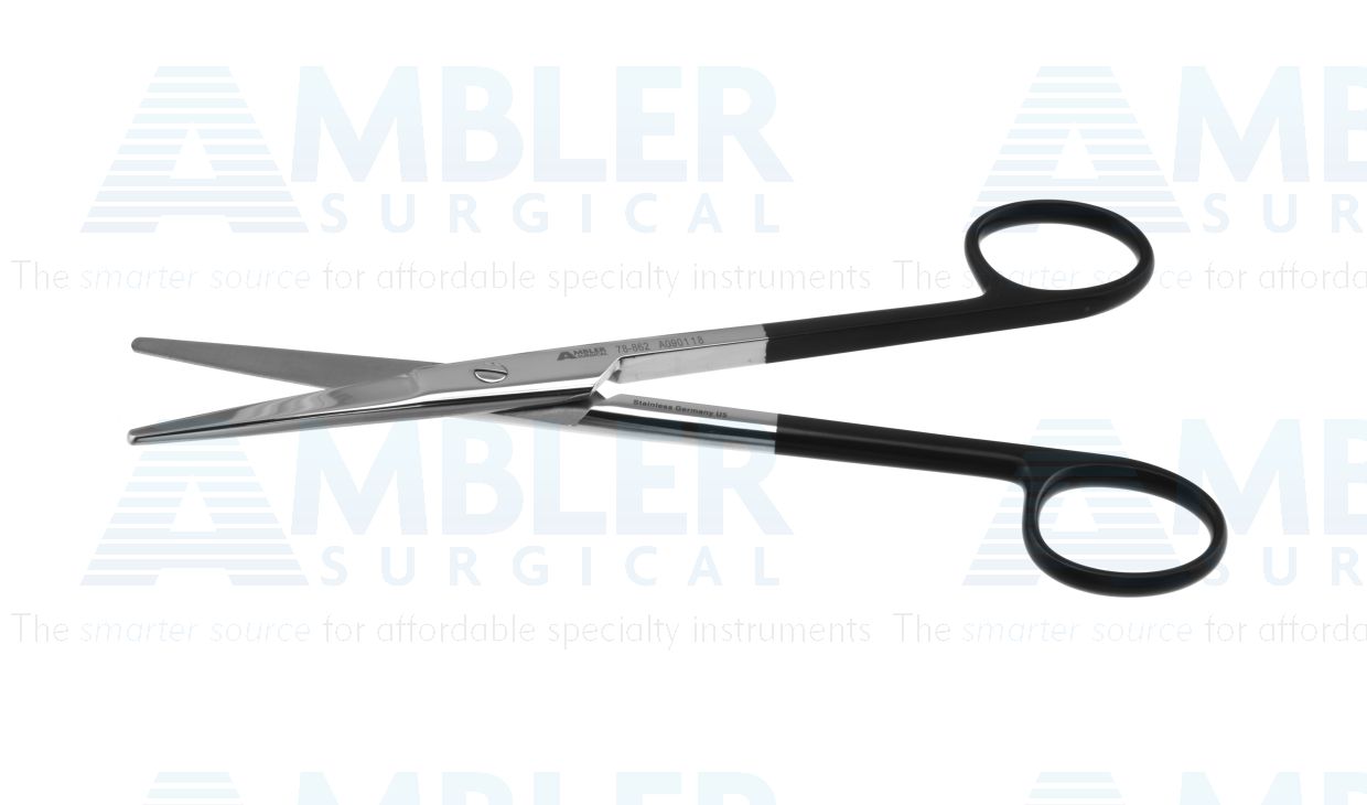 Mayo dissecting scissors, 6 3/4'',straight Superior-Cut beveled blades, blunt tips, black ring handle