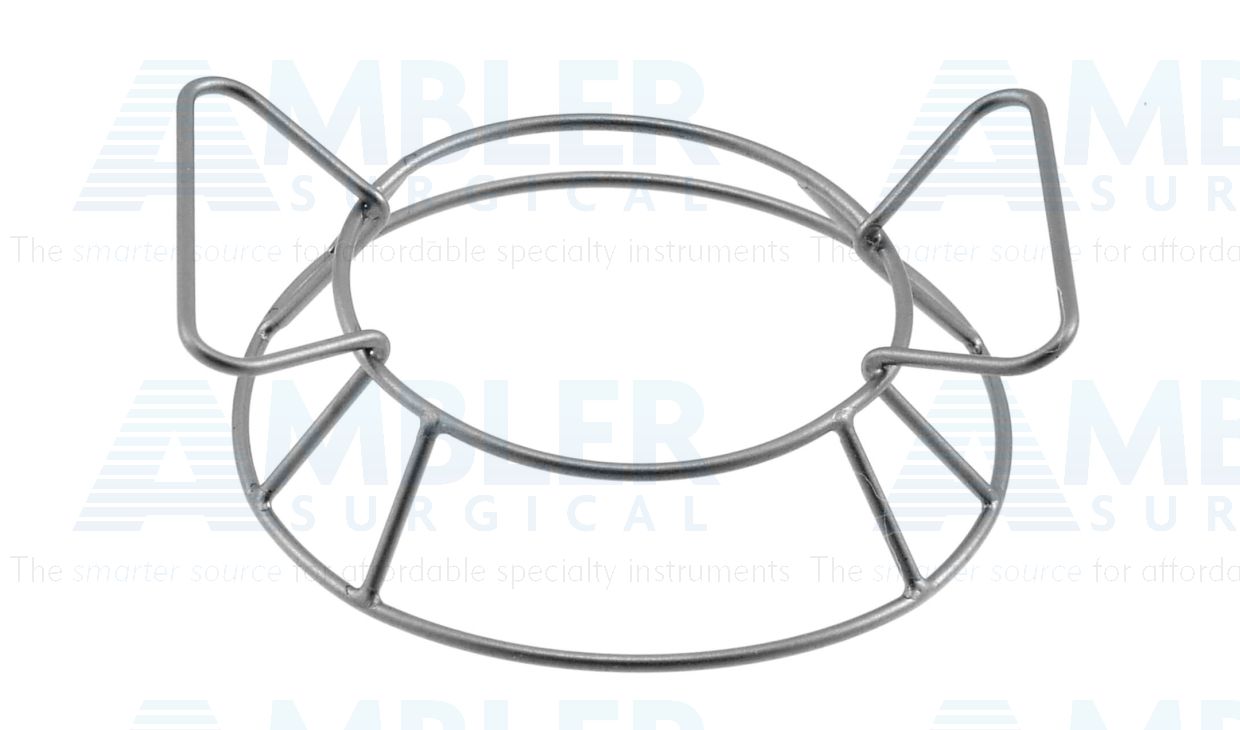 McNeil-Goldman scleral and blepharostat ring, pediatric size, 23.0mm diameter outer ring, 14.0mm inner diameter ring with retractor loops