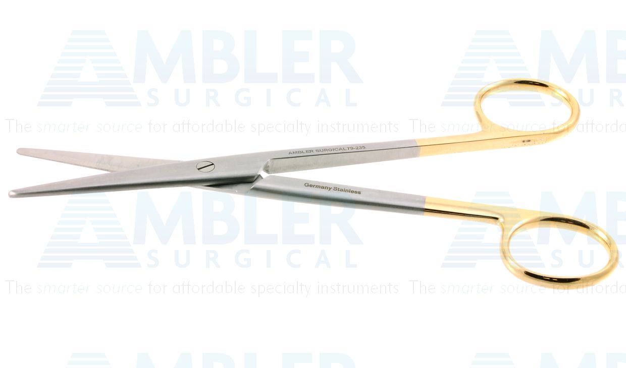 Mayo-Stille dissecting scissors, 6 3/4'',straight TC rounded blades, blunt tips, gold ring handle