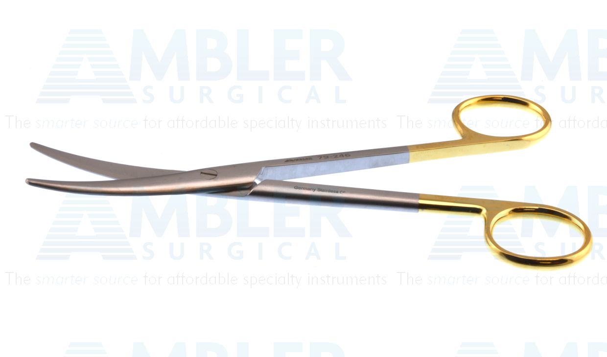 Mayo-Stille dissecting scissors, 6 3/4'',curved TC rounded blades, blunt tips, gold ring handle