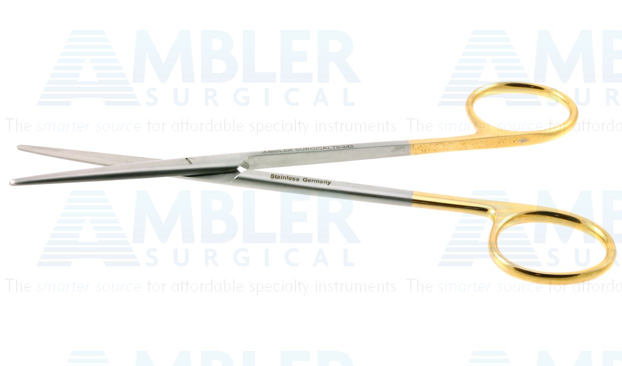 Metzenbaum dissecting scissors, 5 3/4'',straight TC blades, blunt tips, gold ring handle