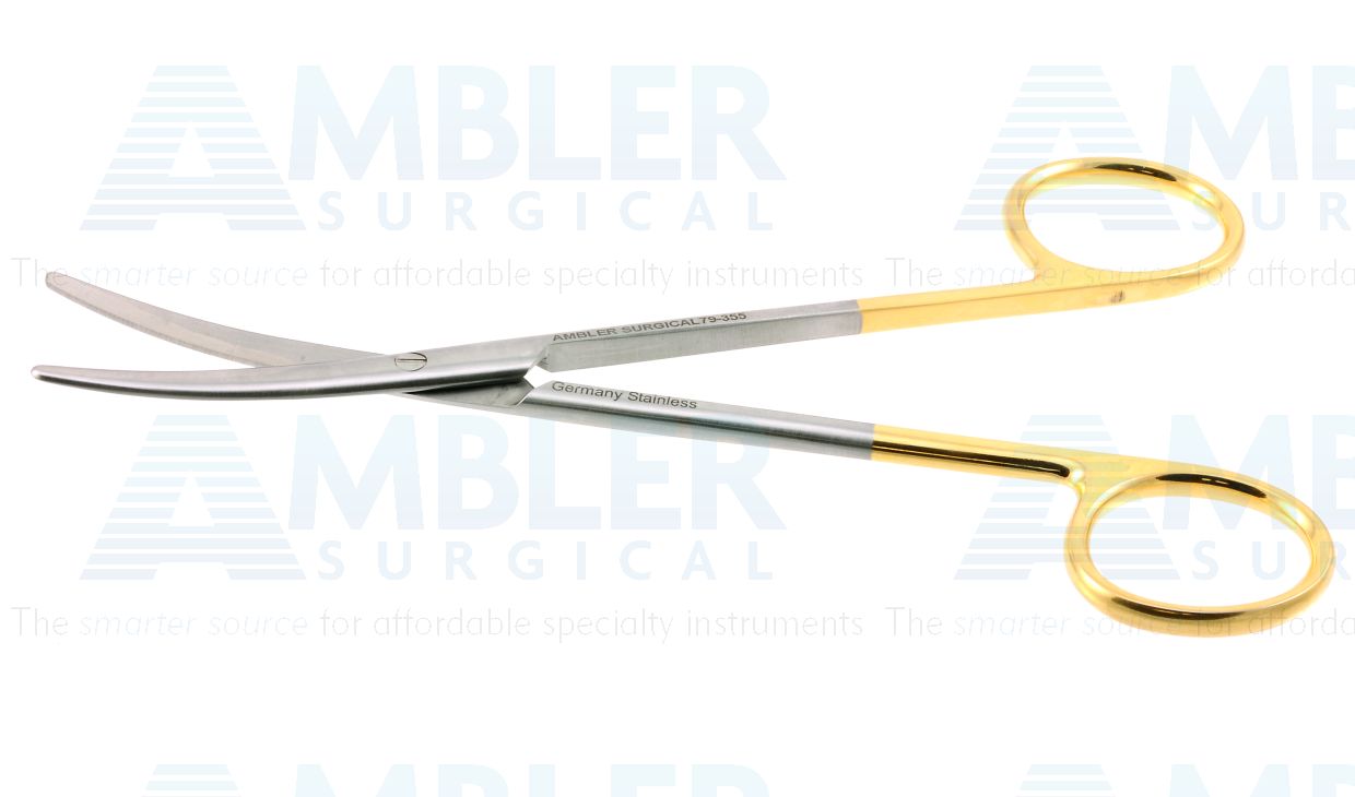 Metzenbaum dissecting scissors, 5 3/4'',curved TC blades, blunt tips, gold ring handle