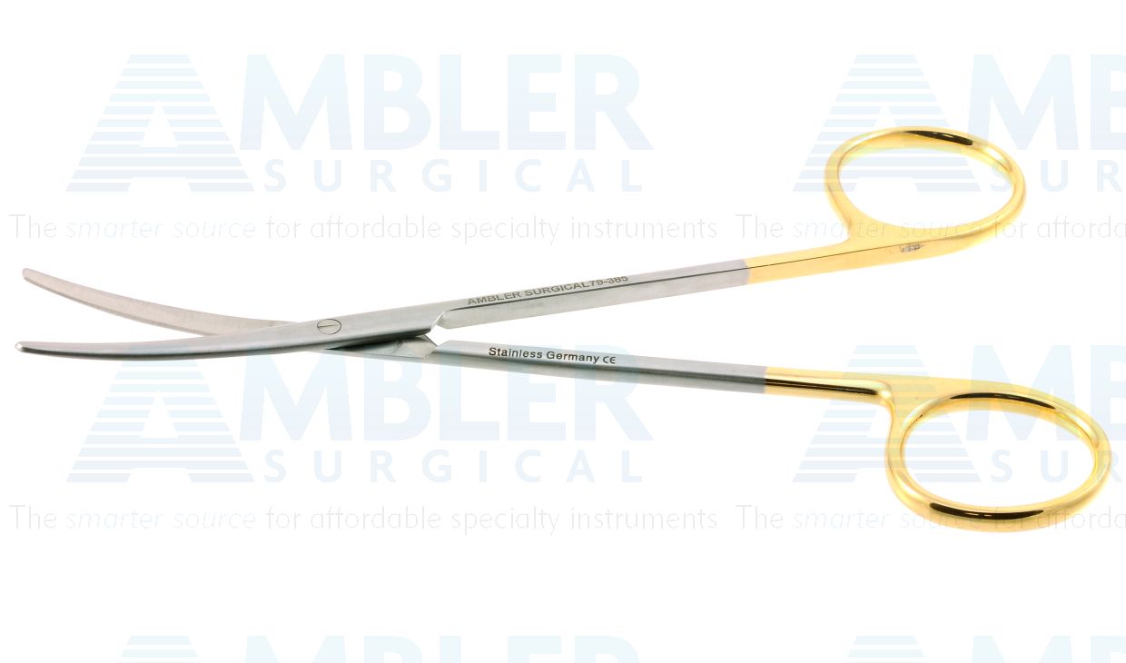 Metzenbaum dissecting scissors, 5 3/4'',delicate, curved TC blades, blunt tips, gold ring handle