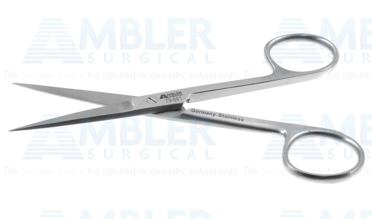 Operating scissors, 4 1/2'',straight blades, sharp tips, ring handle