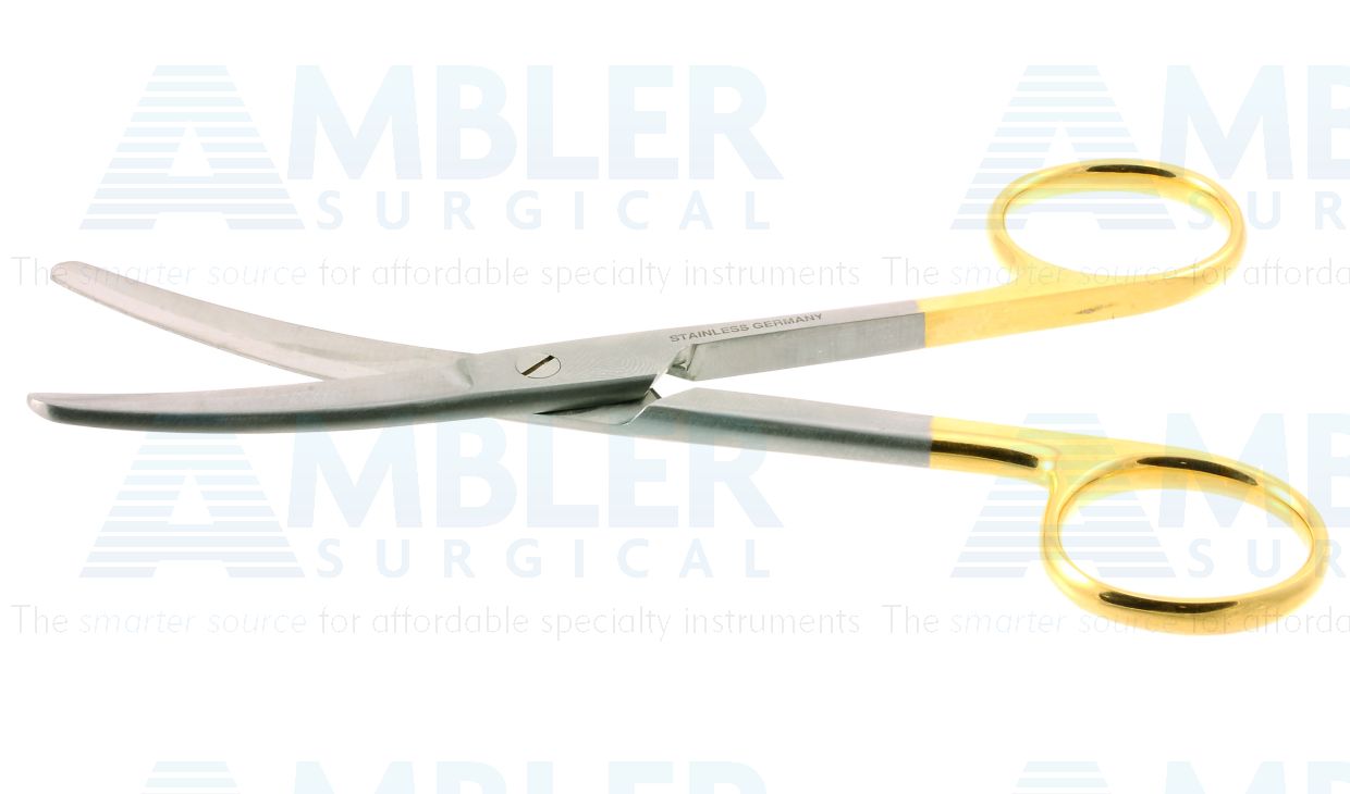 Operating scissors, 5 1/2'',curved TC blades, blunt tips, gold ring handle