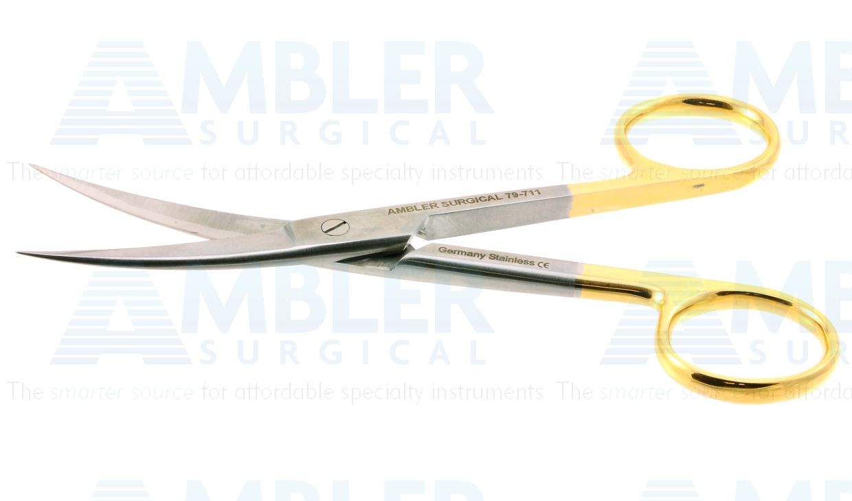 Operating scissors, 5 1/2'',curved TC blades, sharp tips, gold ring handle