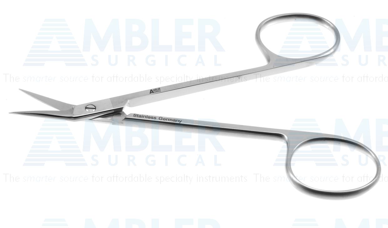 Paparella wire cutting scissors, 4'',angled, serrated blades, sharp tips, ring handle