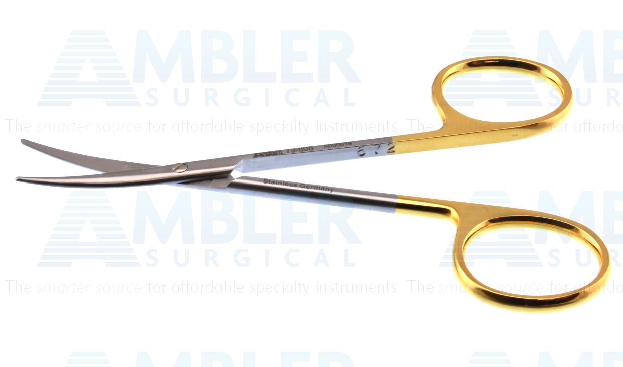 Par scissors, 4 1/2'',curved TC blades, blunt tips, gold ring handle