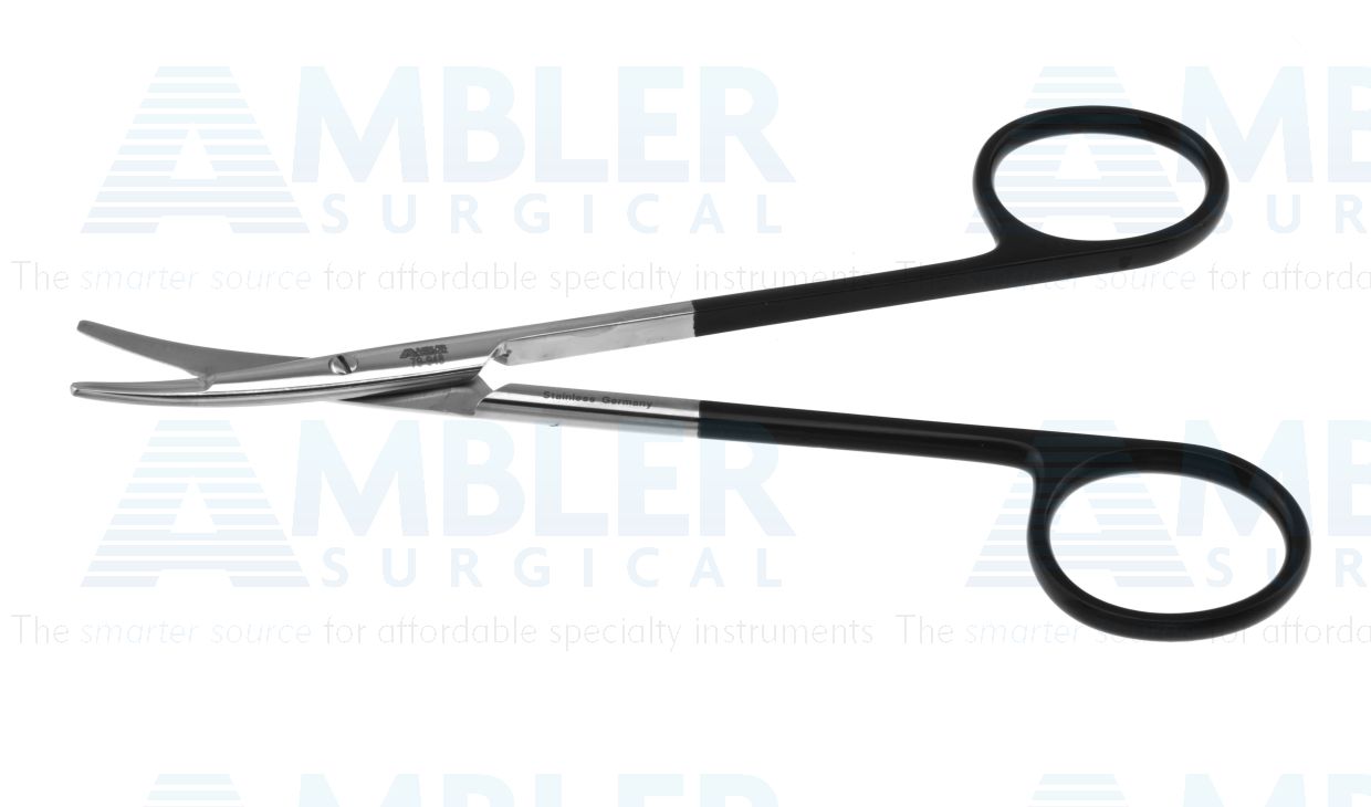 Ragnell dissecting scissors, 5'',curved Superior-Cut blades, blunt flattened tips, black ring handle