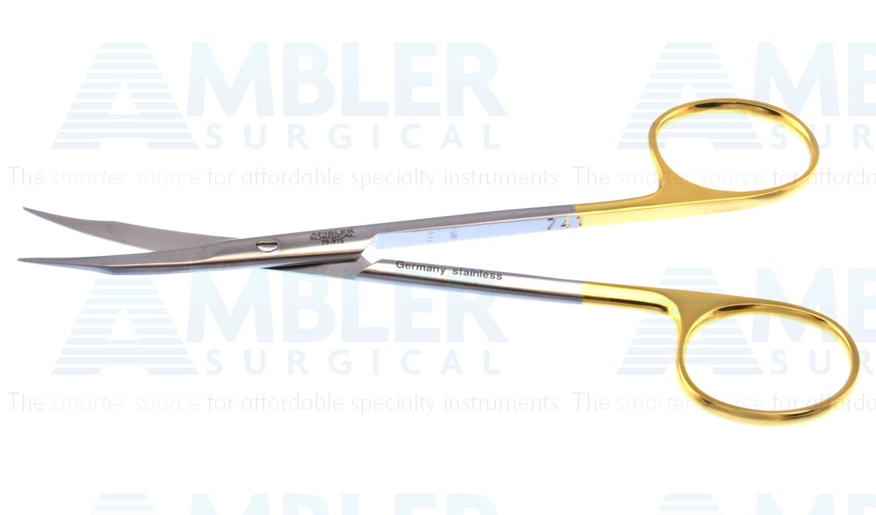 Reynolds scissors, 5'',curved TC blades, blunt tips, gold ring handle