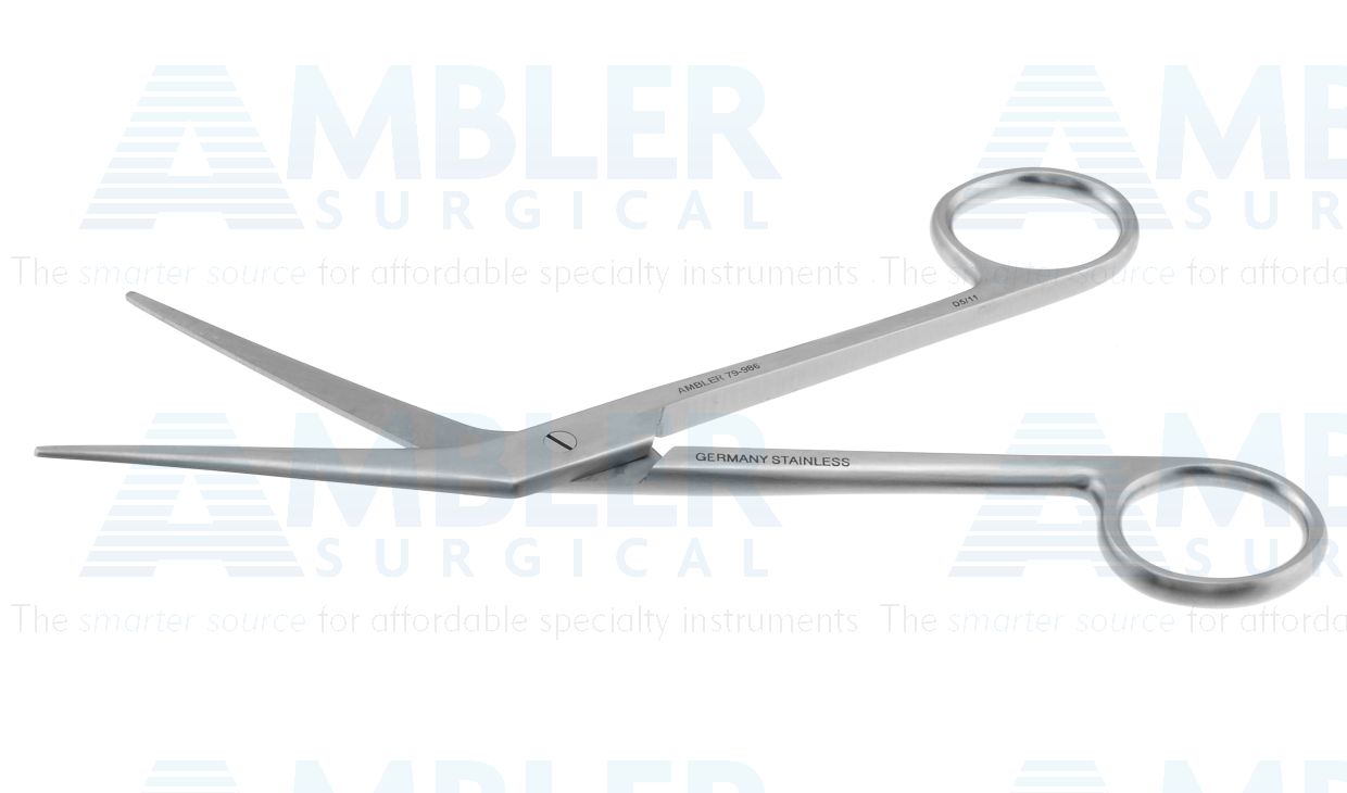 Seiler (Gorney) turbinate scissors, 6 1/2'', heavy, angled shanks, straight blades, blunt tips, ring handle