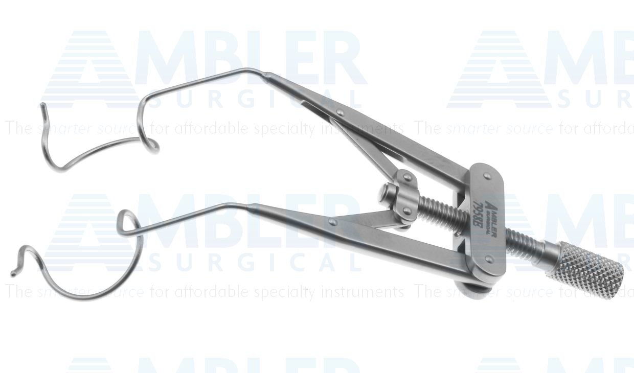 Lieberman lid speculum, 3 1/4'',adult size, 15.0mm open rounded wire blades, nasal approach, adjustable thumb-screw tension