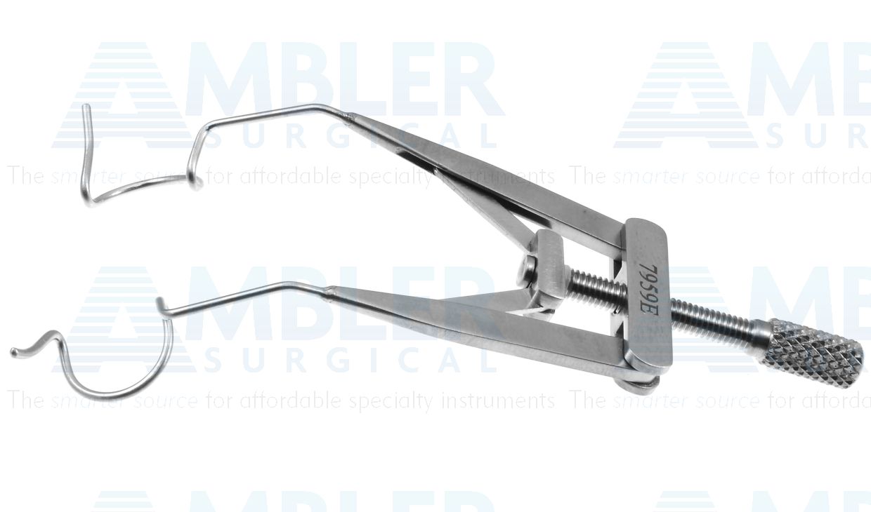 Ambler femtosecond laser lid speculum, 3 1/8'',adult size, 11.0mm open wire rounded blades, nasal approach, adjustable thumb-screw tension