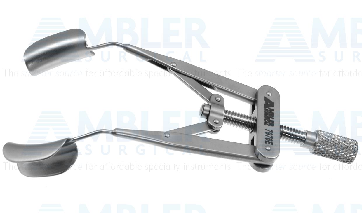 Kershner reversible lid speculum, 2 7/8'',adult size, thin, 14.0mm solid blades, nasal or temporal approach, adjustable thumb-screw tension