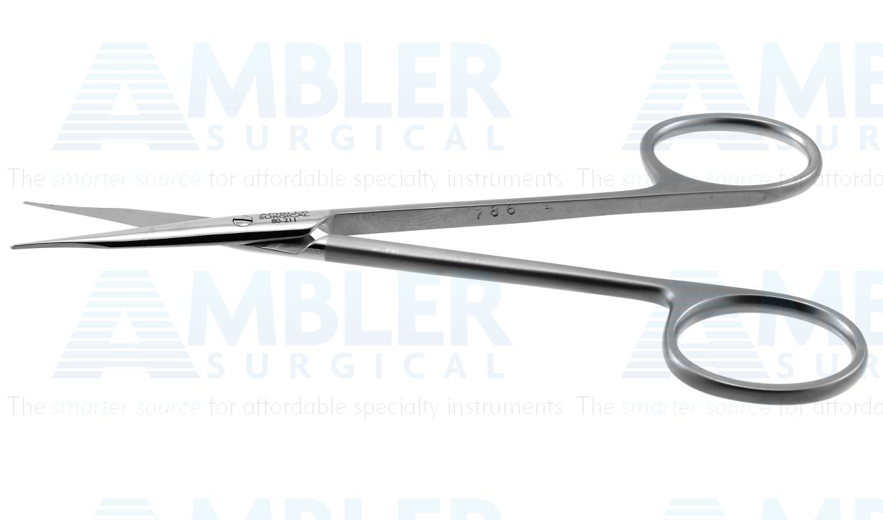 Stevens tenotomy scissors, 4 1/2'',straight Superior-Cut blades, micro serrated lower blade, blunt tips, frosted ring handle