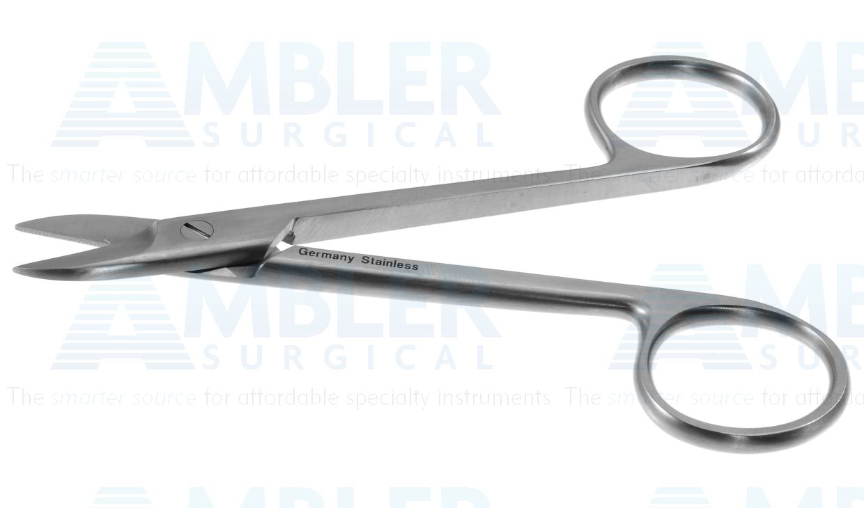 Wire cutting scissors, 4'',straight blades, serrated bottom blade, ring handle