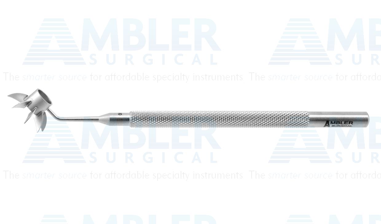 Osher-Neumann 8-line corneal marker, 4 3/8'',marks radial lines 4.0mm long, 4.5mm inner diameter of ring, round handle