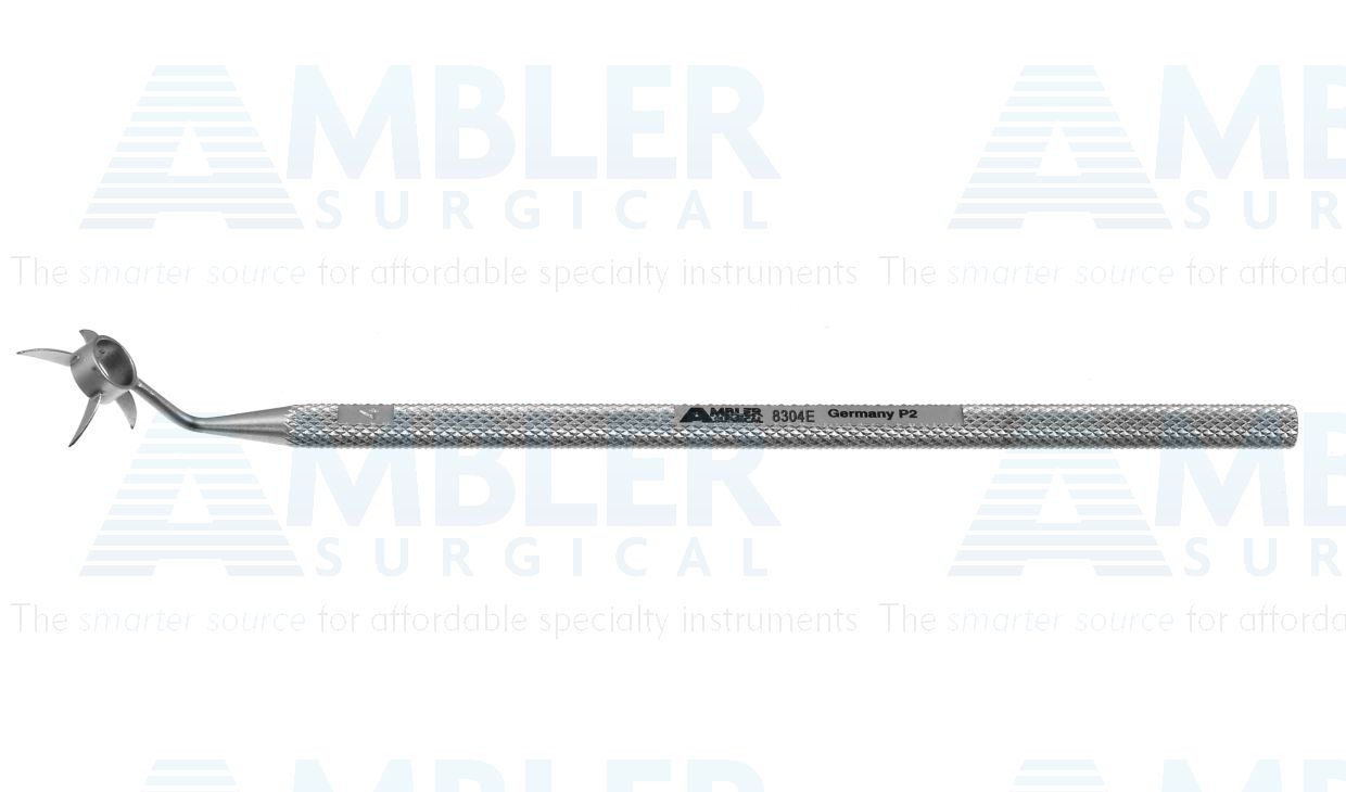 Thornton low profile 4-line corneal marker, 3 1/8''length, marks radial lines 4.0mm long, 4.5mm inner diameter of ring, round handle
