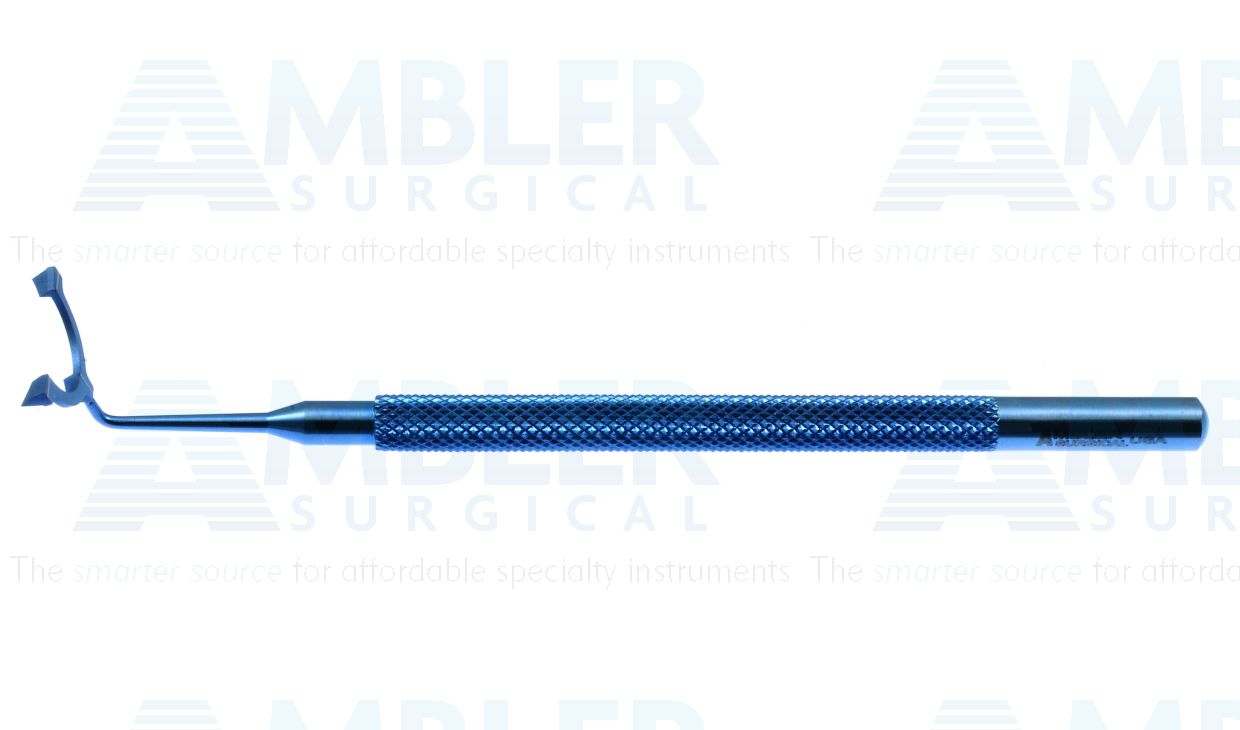 Ambler Toric reference marker, 4 1/2'', angled 70º shaft, 3 blades, 10.0mm inside diameter, 15.0mm outside diameter, round handle, titanium
