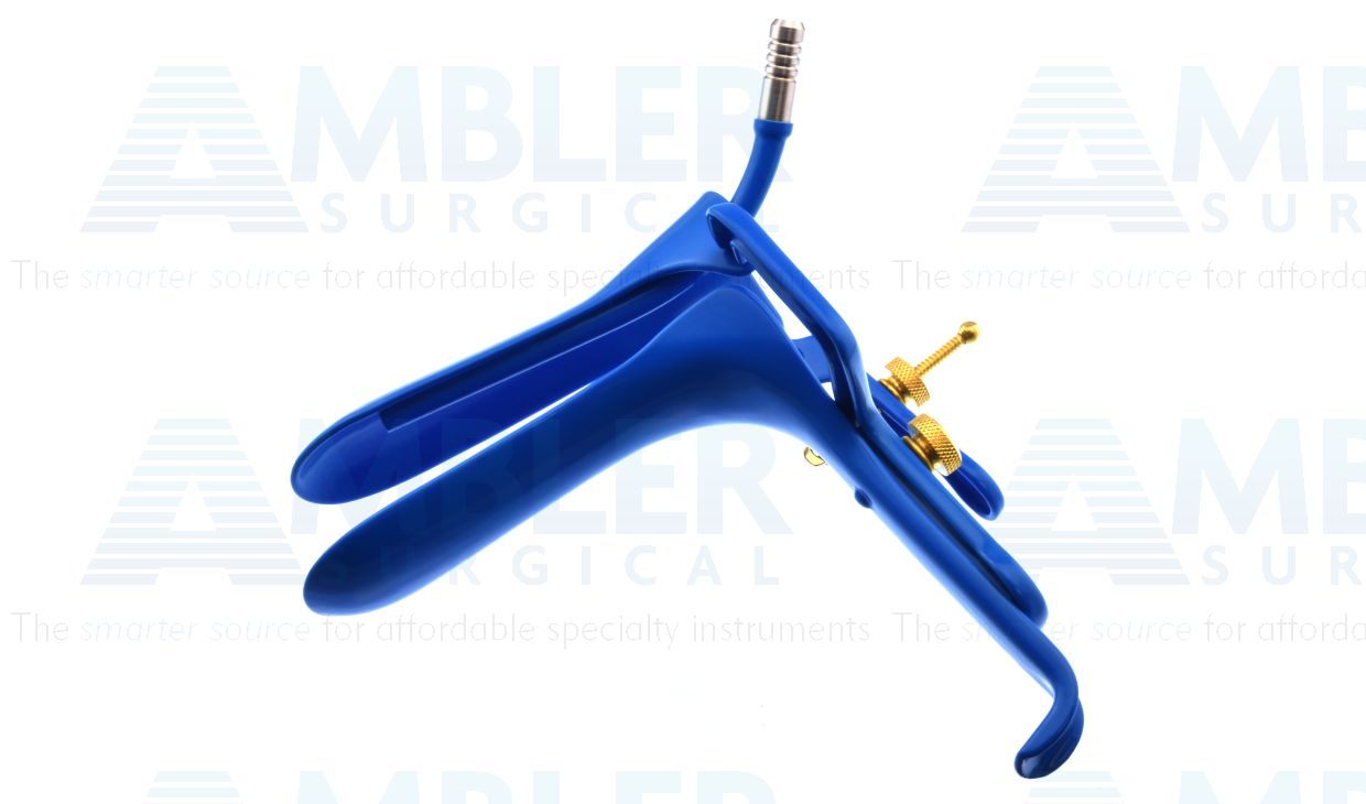 Leep Graves maxi-view vaginal speculum, small, 3 1/4''long x 1 1/8''wide blades, insulated, built''smoke tube