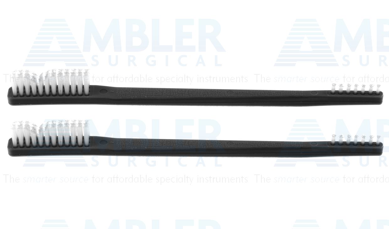 Instrument cleaning brush, 7''length, double-ended, Nylon heads, 2.0mm diameter, 0.867''bristle length, short end, 8.0mm diameter, 1.38''bristle length, long end, latex-free, non-sterile, pack of 2
