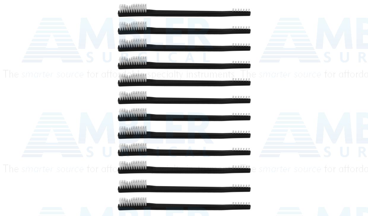 Instrument cleaning brush, 7''length, double-ended, Nylon heads, 2.0mm  diameter, 0.867''bristle length, short end, 8.0mm diameter, 1.38''bristle
