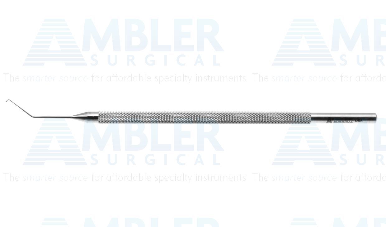 Ambler LASIK flap manipulator, 4 5/8'',angled shaft, 10.0mm from bend to tip, olive tip, round handle
