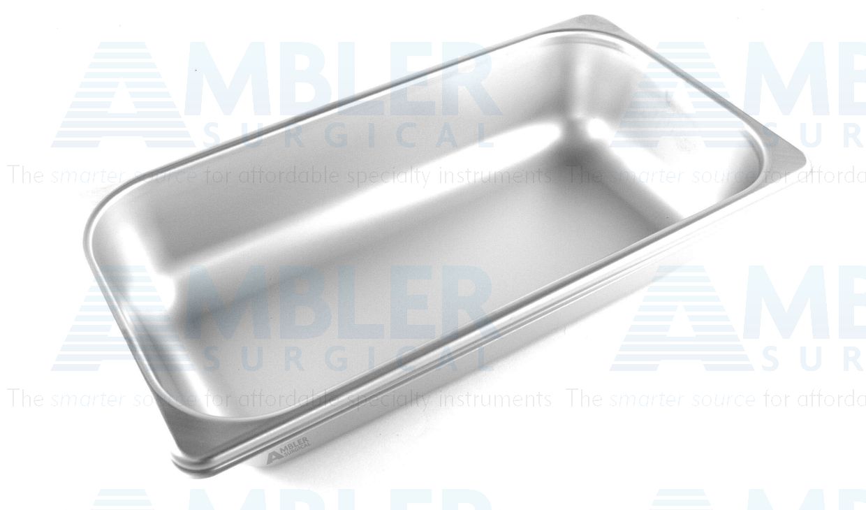 Instrument tray, 12 3/4''L x 6 7/8''W x 4''H, standard weight, 22 gauge, non-perforated