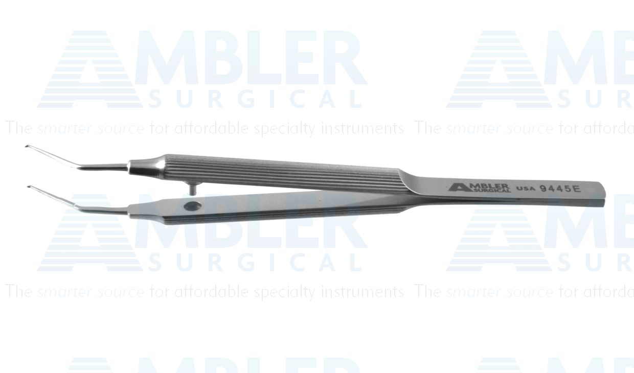 Uy femtosecond capsulotomy forceps, thin, angled shafts, blunt tips, round handle