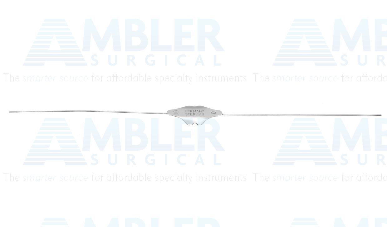 Williams lacrimal probe, 5 5/8'',double-ended, size #2/0 and #0 olive-tip ends, malleable, sterling silver