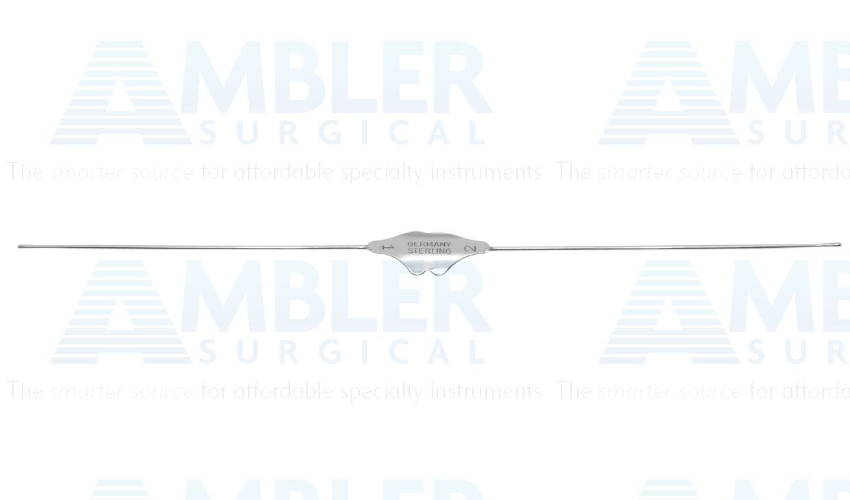 Williams lacrimal probe, 5 5/8'',double-ended, size #1 and #2 olive-tip ends, malleable, sterling silver