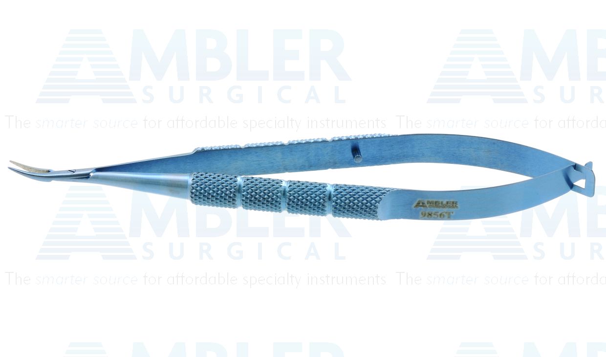 Ambler micro needle holder, 4 1/8'',extra delicate, curved 7.5mm TC dusted jaws, 6.0mm diameter round handle, without lock, titanium