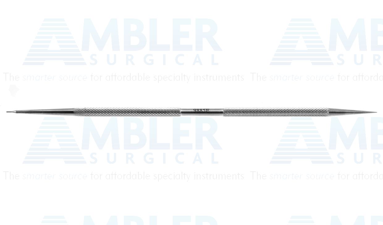 Flora lacrimal dilator, 5 3/4'', double-ended, one needle-point end and one tapered/blunt end with straight tip, round knurled handle