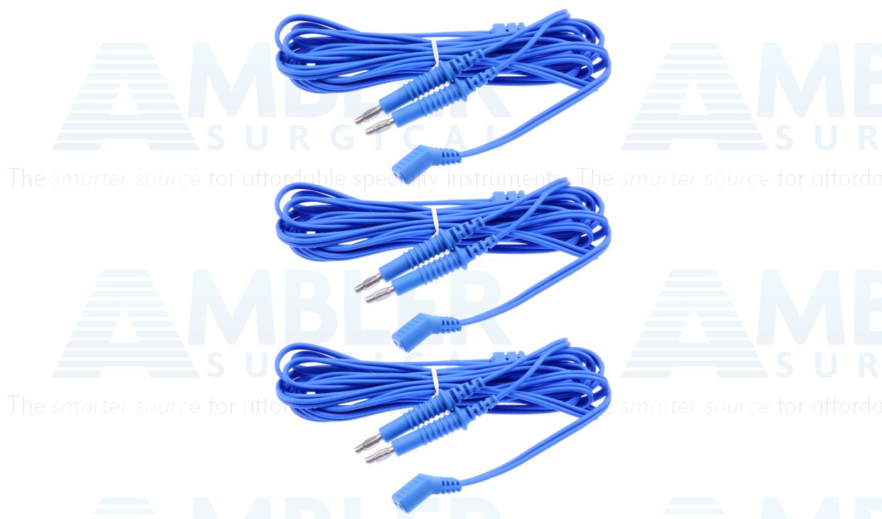 Bipolar cord, 12', 45º connector, package of 3
