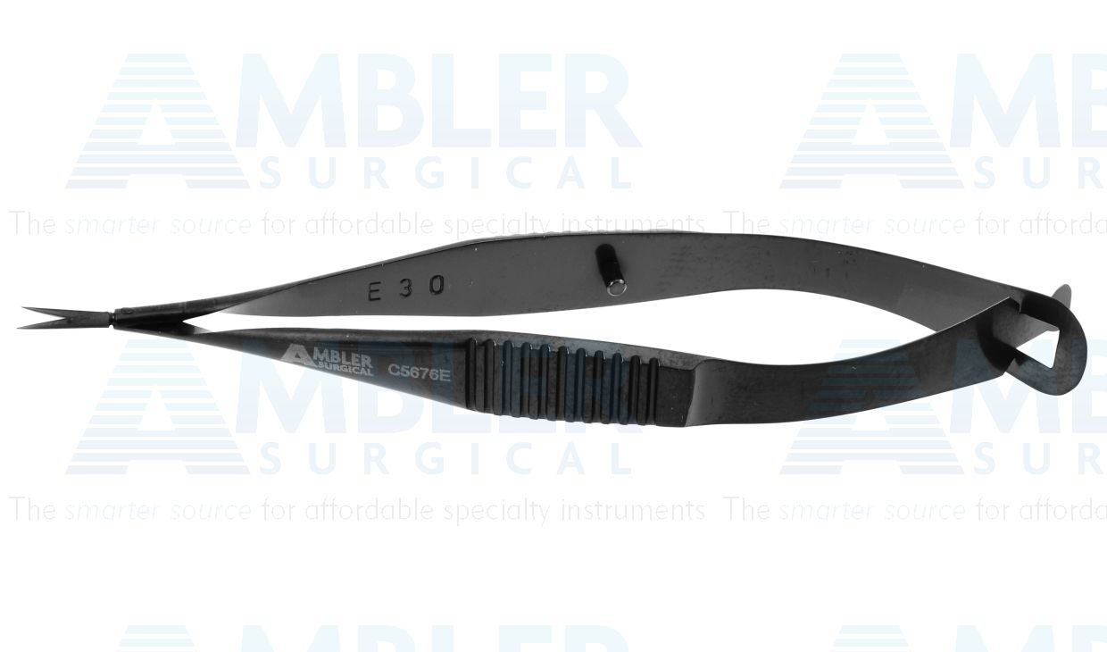 Vannas capsulotomy scissors, 3 3/8'',straight 6.0mm Ceramic-Coat blades, sharp tips, flat handle