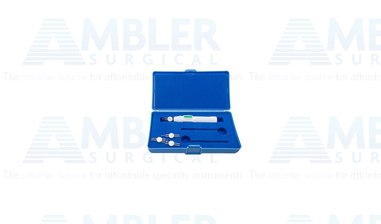 Change-A-Tip deluxe low-temp cautery kit, includes (1) low-temp handle, (2) H100 non-sterile tips, (2) H104 non-sterile tips, (1)  inAA''battery and a foam-lined case
