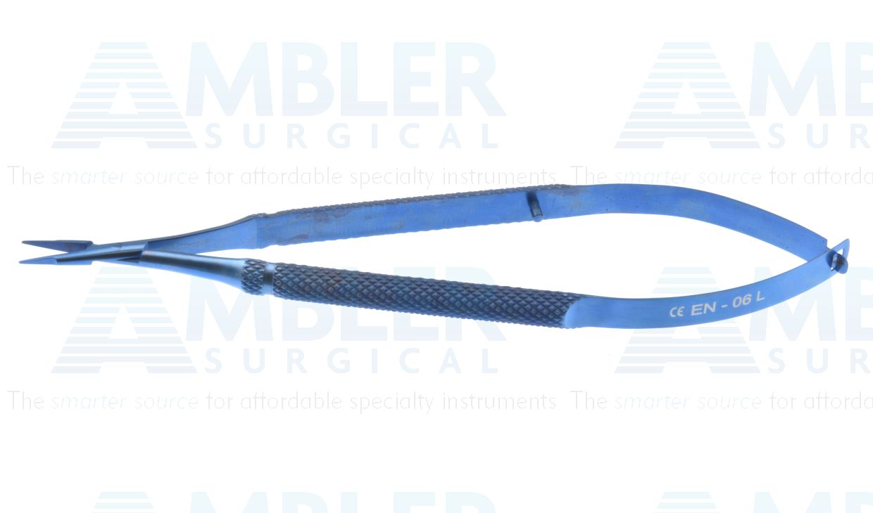 Barraquer needle holder, 5 1/8'', straight, smooth jaws, round handle, without lock, titanium