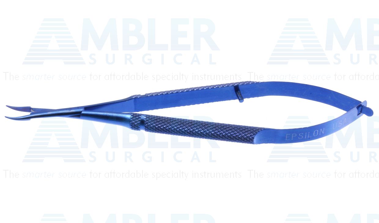 Combination needle holder/scissors, curved jaws, round handle, titanium