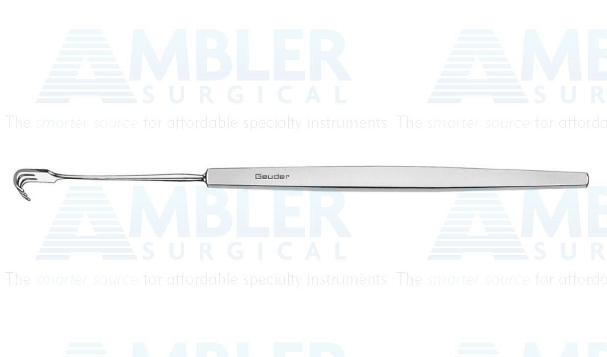 Axenfeld lacrimal sac retractor, 5 1/2'', rigid shaft, 3 blunt prongs, 7.0mm wide, flat handle
