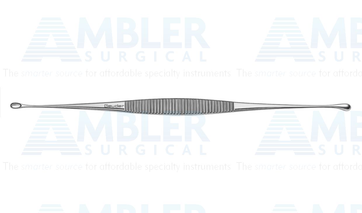 Axenfeld chalazion curette, 5 3/4'', double-ended, straight, 2.5mm x 4.5mm and 3.0mm x 6.0mm oval cups, flat handle