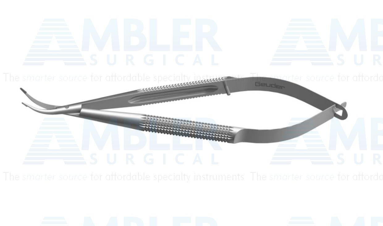 Needle holder/suture scissors, 5'', curved, 12.0mm blades, 3.0mm tying platform jaws, round handle, with lock