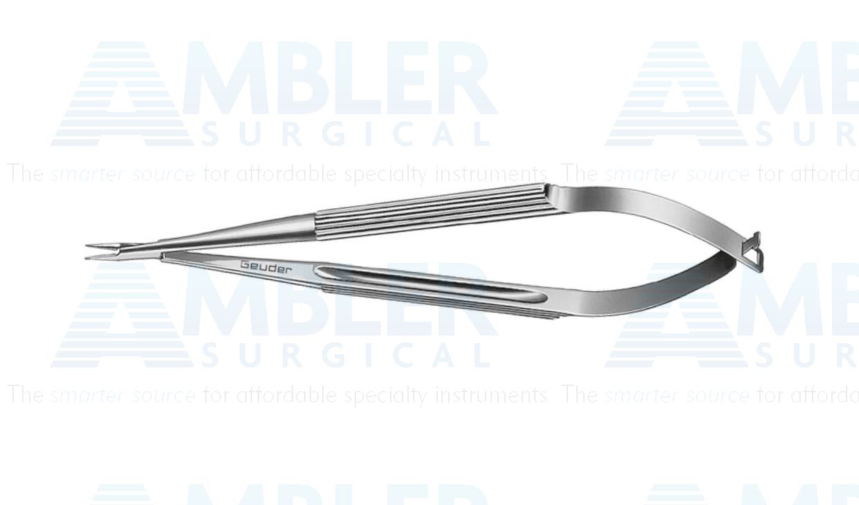 Jacobi needle holder, 4 1/2'', extra delicate, straight, 5.0mm smooth jaws, round handle, with lock