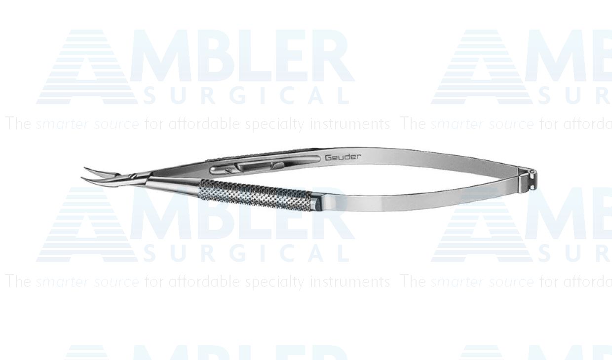 Barraquer needle holder, 4 1/8'', extra delicate, curved, 7.5mm smooth jaws, round handle, without lock