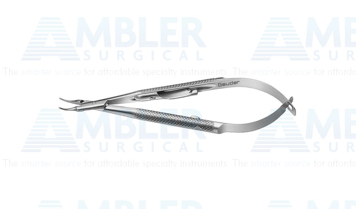 Troutman needle holder, 4'', extra delicate, curved, 10.0mm smooth jaws, round handle, without lock