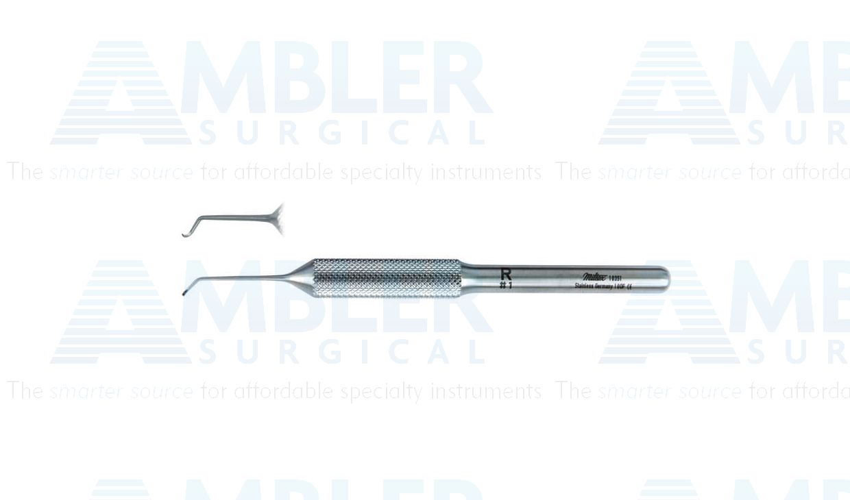 Ramelet phlebectomy hook, 4'',size #1, fine sharp hook, right handed, round handle