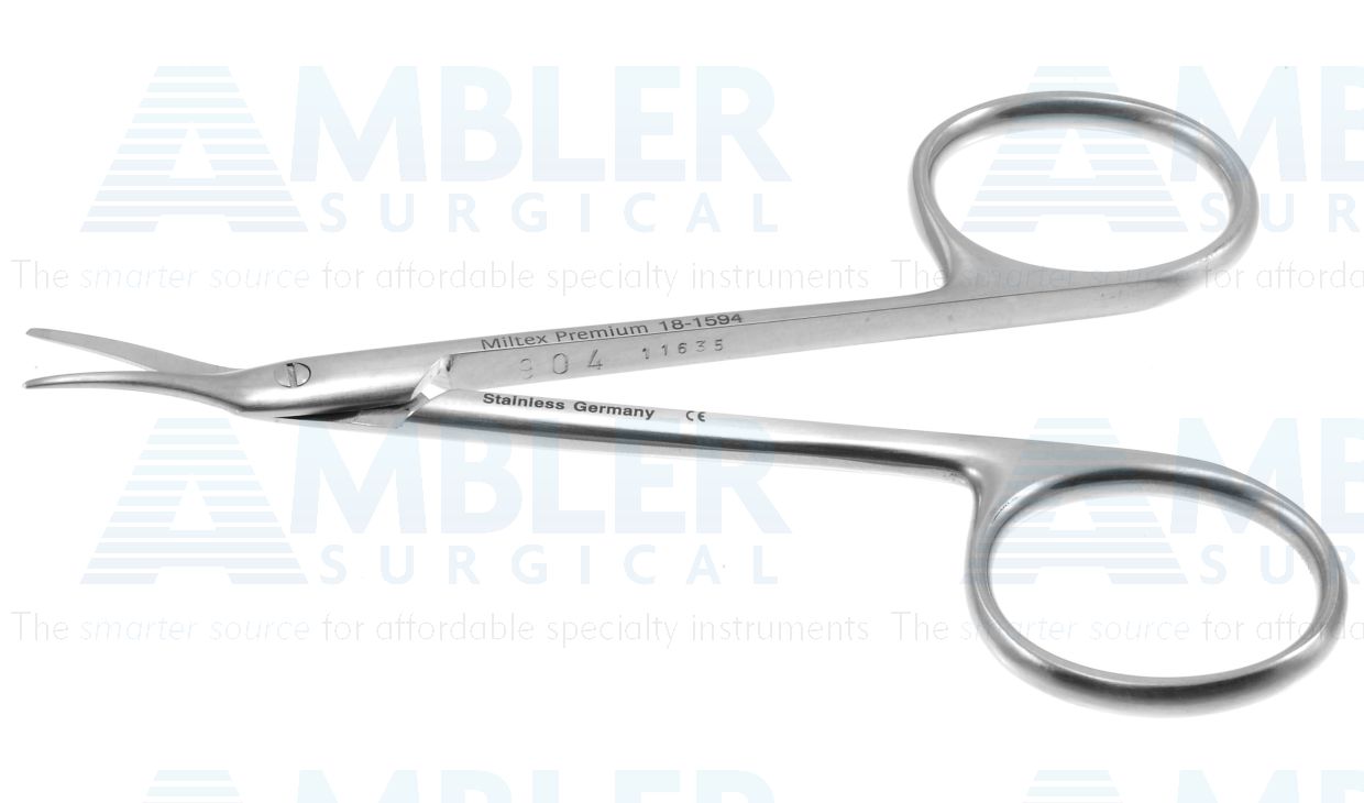 McGuire corneal scissors, 4 1/8'',angled curved right 20.0mm blades, blunt tips, ring handle