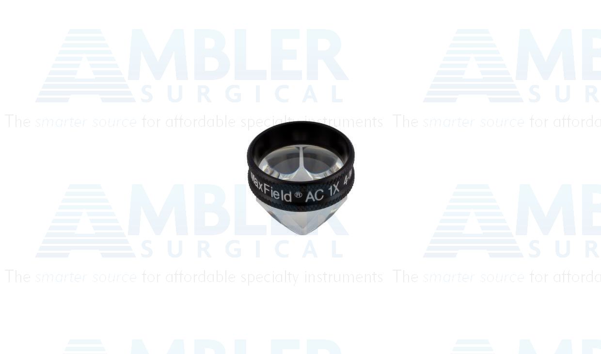 Ocular® Maxfield® AC four mirror gonio diagnostic lens, 90º+ static gonio FOV, 1.0x image mag., 8.5mm contact diameter, 22.0mm lens height, 24.5mm ring diameter, for high-resolution viewing the anterior chamber angle, autoclavable