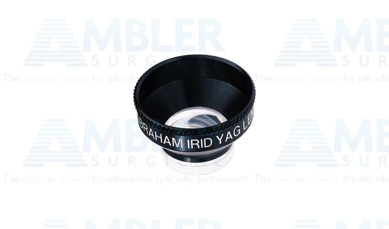Ocular® Abraham 66D iridectomy magnifying YAG laser lens, 1.50x image mag., 0.67x laser spot mag., 15.0mm contact diameter, 16.5mm lens height