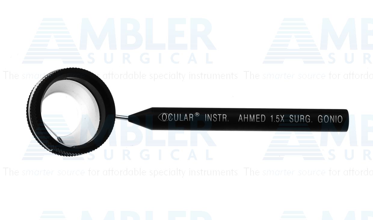 Ocular® Ahmed surgical gonio lens with handle, 1.50x image mag., 90º static FOV, 9.9mm contact diameter, 26.0mm ring diameter