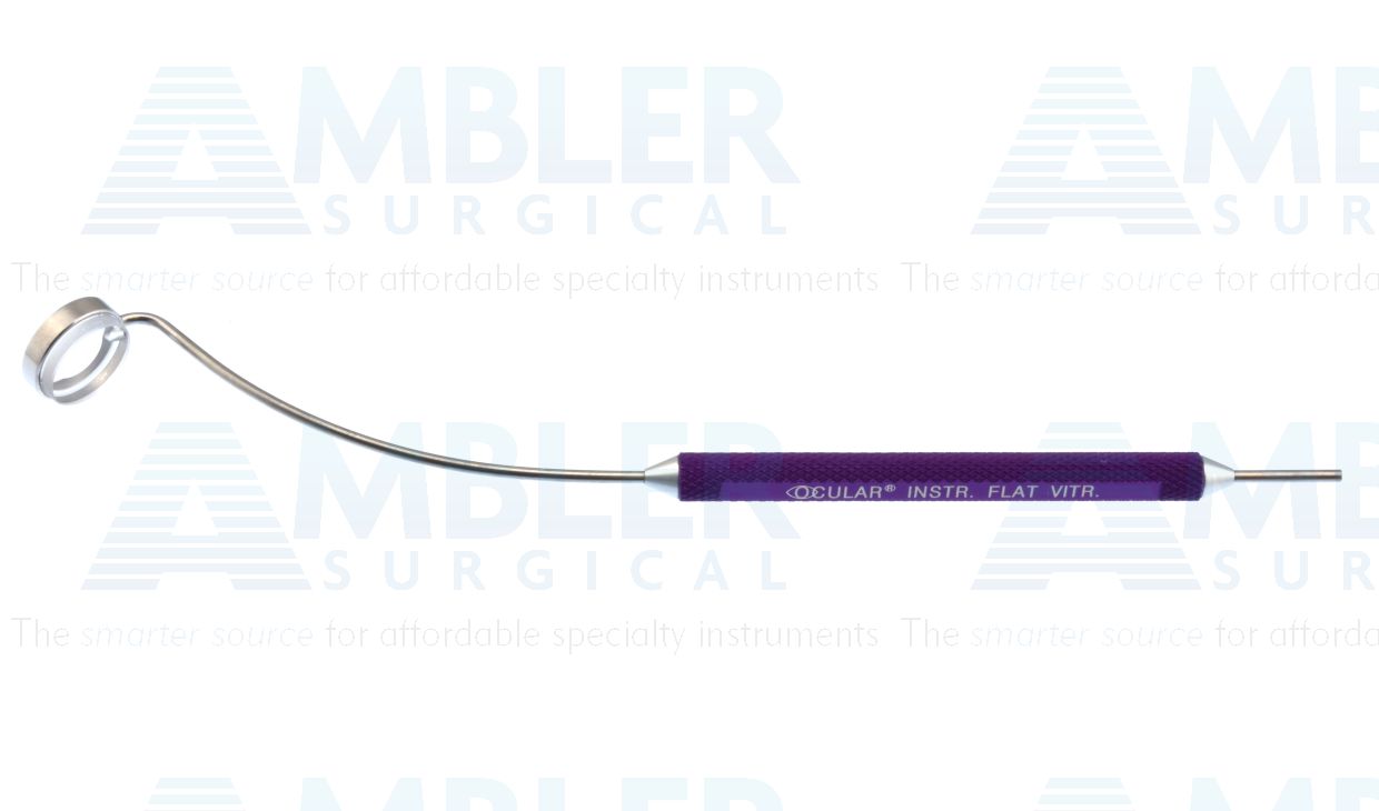 Ocular® flat vitrectomy lens, 36º static FOV, 1.02x air-filled mag., 10.0mm contact diameter, purple infusion handle